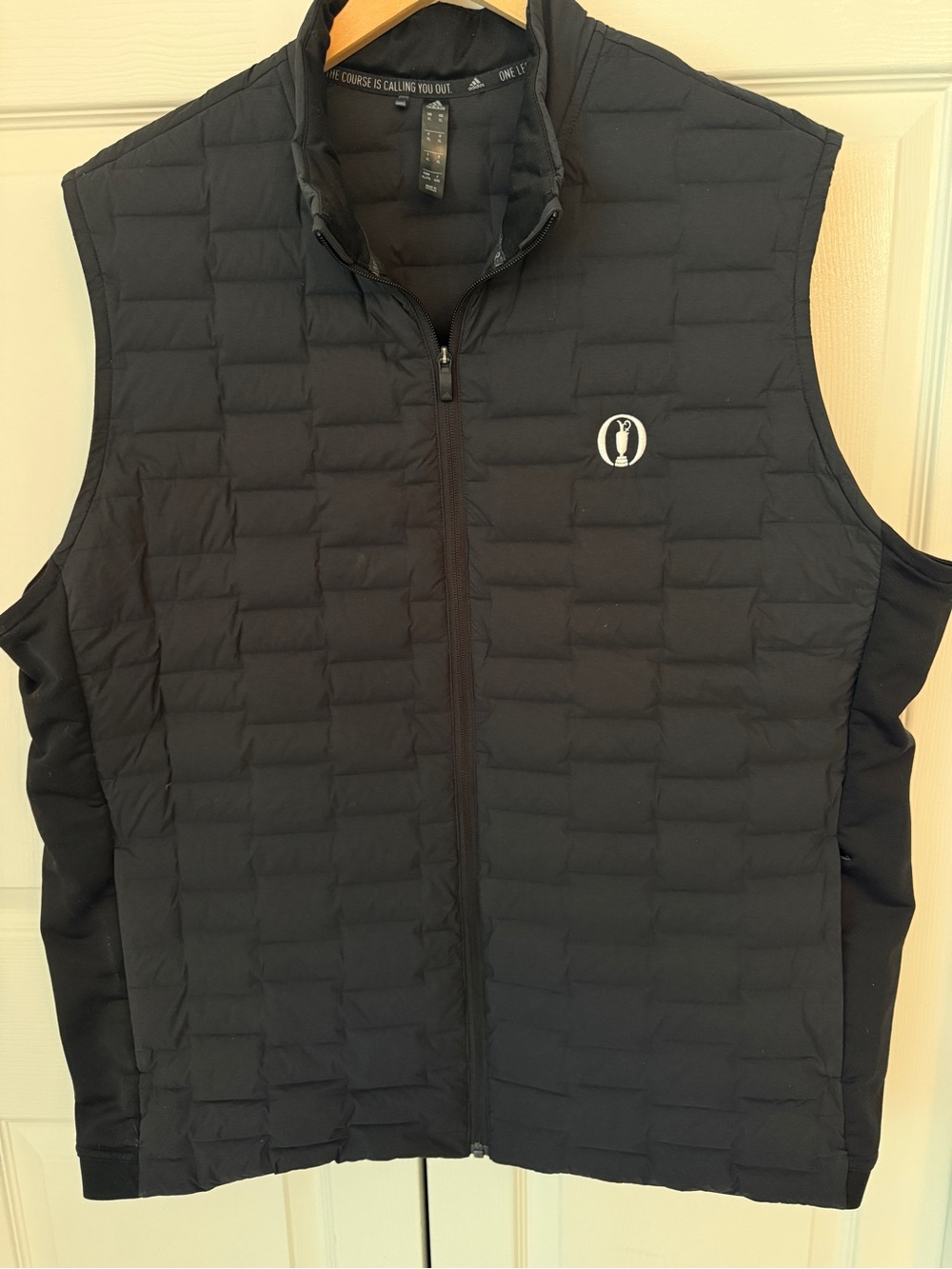 adidas Black Quilted Sleeveless Vest with Official British Open logo